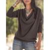 imageLYANER Womens Draped Cowl Neck Long Sleeve Tunic Blouse TopDeep Grey