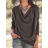 imageLYANER Womens Draped Cowl Neck Long Sleeve Tunic Blouse TopDeep Grey