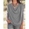 imageLYANER Womens Draped Cowl Neck Long Sleeve Tunic Blouse TopGray
