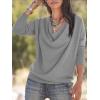 imageLYANER Womens Draped Cowl Neck Long Sleeve Tunic Blouse TopGray