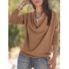 imageLYANER Womens Draped Cowl Neck Long Sleeve Tunic Blouse TopKhaki