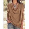 imageLYANER Womens Draped Cowl Neck Long Sleeve Tunic Blouse TopKhaki