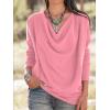 imageLYANER Womens Draped Cowl Neck Long Sleeve Tunic Blouse TopPink