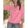 imageLYANER Womens Draped Cowl Neck Long Sleeve Tunic Blouse TopPink