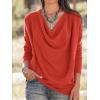 imageLYANER Womens Draped Cowl Neck Long Sleeve Tunic Blouse TopRed