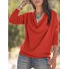 imageLYANER Womens Draped Cowl Neck Long Sleeve Tunic Blouse TopRed