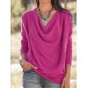 imageLYANER Womens Draped Cowl Neck Long Sleeve Tunic Blouse TopRose