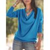 imageLYANER Womens Draped Cowl Neck Long Sleeve Tunic Blouse TopTeal