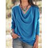 imageLYANER Womens Draped Cowl Neck Long Sleeve Tunic Blouse TopTeal