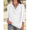 imageLYANER Womens Draped Cowl Neck Long Sleeve Tunic Blouse TopWhite