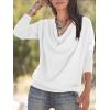 imageLYANER Womens Draped Cowl Neck Long Sleeve Tunic Blouse TopWhite
