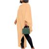 imageLYANER Womens Mock Neck Asymmetrical High Low Balloon Long Sleeve Long Shirt Blouse Tunic TopKhaki