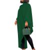 imageLYANER Womens Mock Neck Asymmetrical High Low Balloon Long Sleeve Long Shirt Blouse Tunic TopSolid Green
