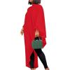 imageLYANER Womens Mock Neck Asymmetrical High Low Balloon Long Sleeve Long Shirt Blouse Tunic TopSolid Red