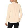imageLYANER Womens Mock Neck Button Down Ruffle Front Long Sleeve Work Shirt Blouse TopsBeige