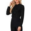 imageLYANER Womens Mock Neck Button Down Ruffle Front Long Sleeve Work Shirt Blouse TopsBlack