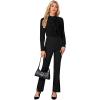 imageLYANER Womens Mock Neck Button Down Ruffle Front Long Sleeve Work Shirt Blouse TopsBlack