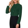 imageLYANER Womens Mock Neck Button Down Ruffle Front Long Sleeve Work Shirt Blouse TopsDark Green