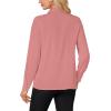 imageLYANER Womens Mock Neck Button Down Ruffle Front Long Sleeve Work Shirt Blouse TopsDark Pink