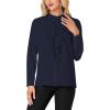 imageLYANER Womens Mock Neck Button Down Ruffle Front Long Sleeve Work Shirt Blouse TopsNavy Blue