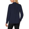 imageLYANER Womens Mock Neck Button Down Ruffle Front Long Sleeve Work Shirt Blouse TopsNavy Blue