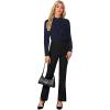 imageLYANER Womens Mock Neck Button Down Ruffle Front Long Sleeve Work Shirt Blouse TopsNavy Blue