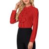 imageLYANER Womens Mock Neck Button Down Ruffle Front Long Sleeve Work Shirt Blouse TopsRed