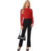 imageLYANER Womens Mock Neck Button Down Ruffle Front Long Sleeve Work Shirt Blouse TopsRed