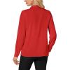 imageLYANER Womens Mock Neck Button Down Ruffle Front Long Sleeve Work Shirt Blouse TopsRed