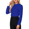 imageLYANER Womens Mock Neck Button Down Ruffle Front Long Sleeve Work Shirt Blouse TopsRoyal Blue