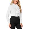 imageLYANER Womens Mock Neck Button Down Ruffle Front Long Sleeve Work Shirt Blouse TopsWhite