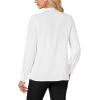 imageLYANER Womens Mock Neck Button Down Ruffle Front Long Sleeve Work Shirt Blouse TopsWhite