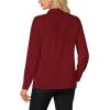 imageLYANER Womens Mock Neck Button Down Ruffle Front Long Sleeve Work Shirt Blouse TopsWine Red
