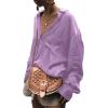 imageLYANER Womens Satin Collar Neck Button Down Long Sleeve Blouse Shirt Tunic TopLight Purple