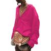 imageLYANER Womens Satin Collar Neck Button Down Long Sleeve Blouse Shirt Tunic TopRose