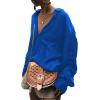 imageLYANER Womens Satin Collar Neck Button Down Long Sleeve Blouse Shirt Tunic TopRoyal Blue