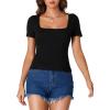 imageLYANER Womens Short Sleeve Square Neck Slim Fit Classic T Shirt Blouse Top TeeBlack