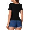 imageLYANER Womens Short Sleeve Square Neck Slim Fit Classic T Shirt Blouse Top TeeBlack