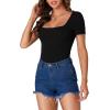 imageLYANER Womens Short Sleeve Square Neck Slim Fit Classic T Shirt Blouse Top TeeBlack