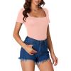 imageLYANER Womens Short Sleeve Square Neck Slim Fit Classic T Shirt Blouse Top TeeLight Pink