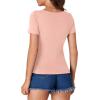 imageLYANER Womens Short Sleeve Square Neck Slim Fit Classic T Shirt Blouse Top TeeLight Pink
