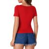 imageLYANER Womens Short Sleeve Square Neck Slim Fit Classic T Shirt Blouse Top TeeRed