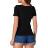imageLYANER Womens Short Sleeve Square Neck Slim Fit Classic T Shirt Blouse Top TeeSolid Black