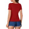 imageLYANER Womens Short Sleeve Square Neck Slim Fit Classic T Shirt Blouse Top TeeSolid Red