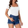 imageLYANER Womens Short Sleeve Square Neck Slim Fit Classic T Shirt Blouse Top TeeSolid White