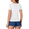 imageLYANER Womens Short Sleeve Square Neck Slim Fit Classic T Shirt Blouse Top TeeSolid White