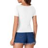 imageLYANER Womens Short Sleeve Square Neck Slim Fit Classic T Shirt Blouse Top TeeWhite