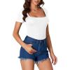imageLYANER Womens Short Sleeve Square Neck Slim Fit Classic T Shirt Blouse Top TeeWhite