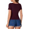imageLYANER Womens Short Sleeve Square Neck Slim Fit Classic T Shirt Blouse Top TeeWine Red