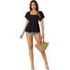 imageLYANER Womens Square Neck Smocked Peplum Top Ruffle Short Sleeve Shirred Babydoll BlouseBlack